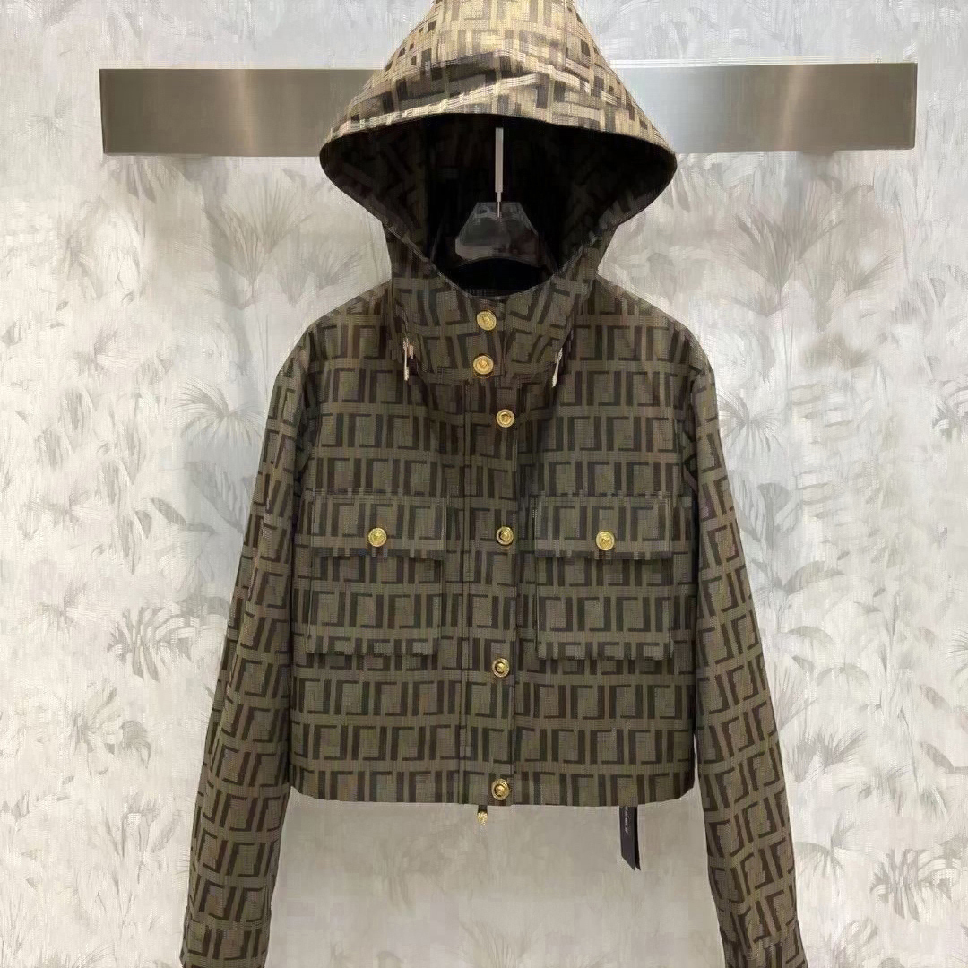 Designer Women's Hooded Jackets coats full letters designer Fashion Long Sleeve Jacket coat C0131, Brown
Designer Women's Hooded Jackets coats full letters designer Fashion Long Sleeve Jacket coat C0131, Brown