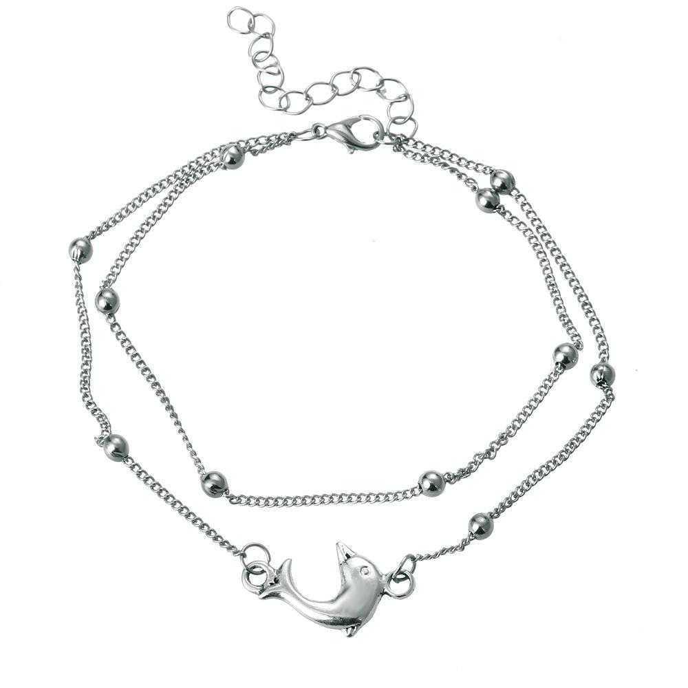 Bohemian Anklet Dolphin Ankle Chain Silver Bead Bracelet Fashion Double Layer Beach Ornament Wholesale
Bohemian Anklet Dolphin Ankle Chain Silver Bead Bracelet Fashion Double Layer Beach Ornament Wholesale