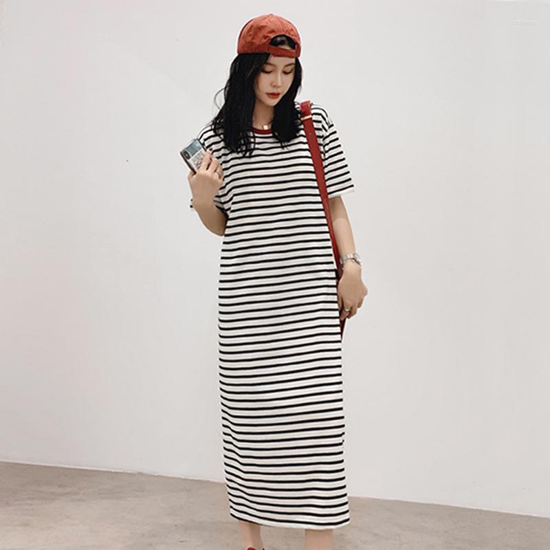 Party Dresses 2023Summer Korean Loose Thin Casual Simple O-neck Lazy Style Stretch Women Striped Short Sleeved T-shirt Dress, Black
Party Dresses 2023Summer Korean Loose Thin Casual Simple O-neck Lazy Style Stretch Women Striped Short Sleeved T-shirt Dress, Black