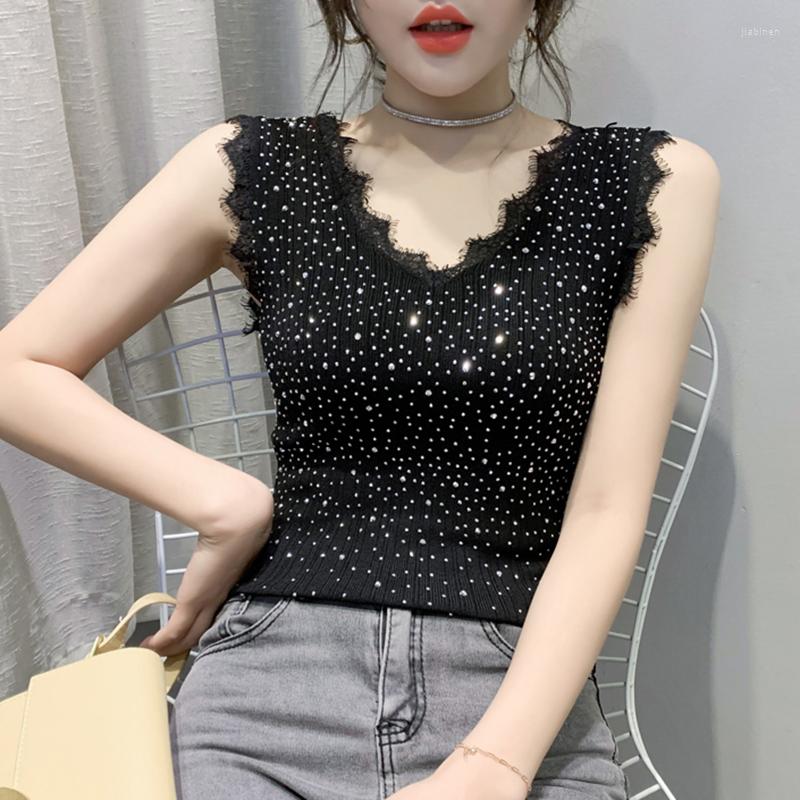 Women's Tanks Womens Tank Tops Summer 2023 Casual Sleeveless Sexy V-Neck Crop Top Women Korean Fashion Diamonds Knitted Vest Vetement Femme, Black
Women's Tanks Womens Tank Tops Summer 2023 Casual Sleeveless Sexy V-Neck Crop Top Women Korean Fashion Diamonds Knitted Vest Vetement Femme, Black