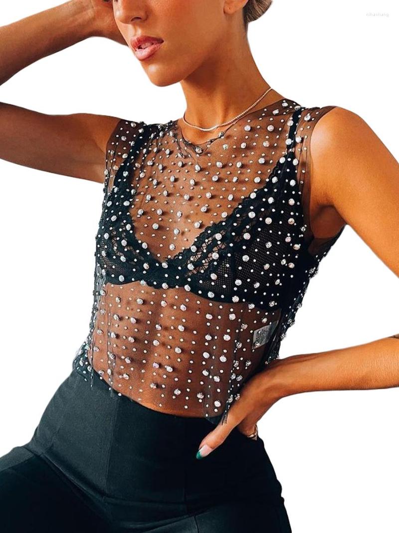 Women' Tanks Women Sleeveless Pearls Tank Cover Up Crop Vest Tops Round Neck See Through Party Street Summer Shirt, Black
Women' Tanks Women Sleeveless Pearls Tank Cover Up Crop Vest Tops Round Neck See Through Party Street Summer Shirt, Black