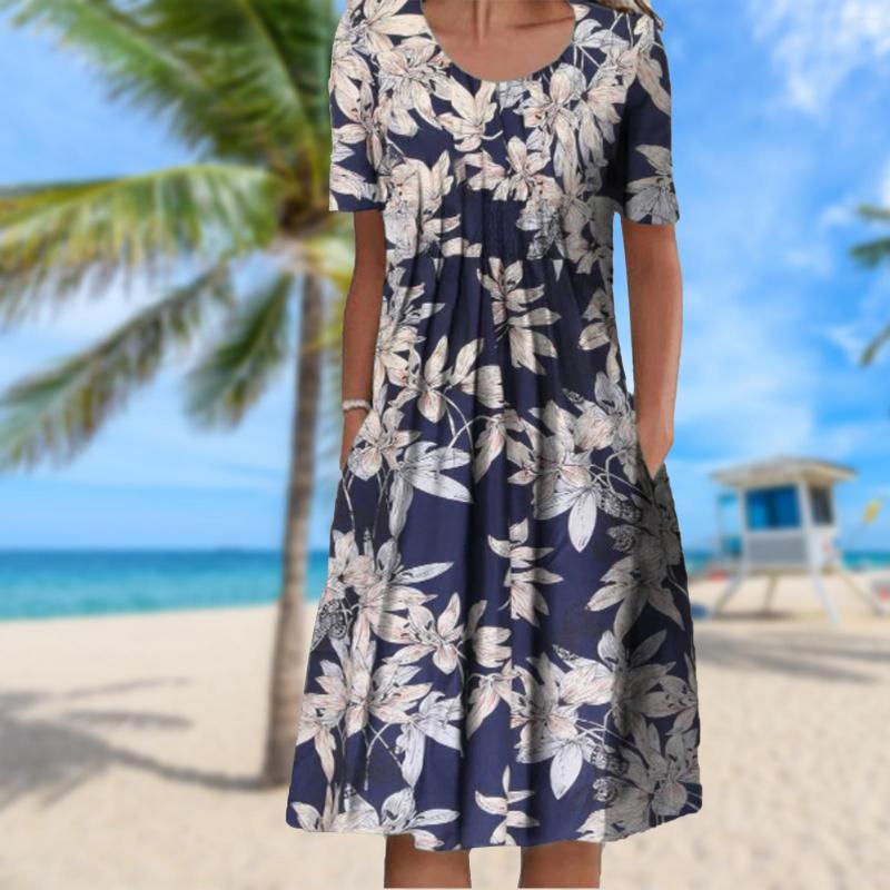 Casual Dresses Floral Short Sleeve Midi Dress Large Swing Summer Medium Length Temperament European Elegant Pockets For Weekend Vacation, Navy blue
Casual Dresses Floral Short Sleeve Midi Dress Large Swing Summer Medium Length Temperament European Elegant Pockets For Weekend Vacation, Navy blue
