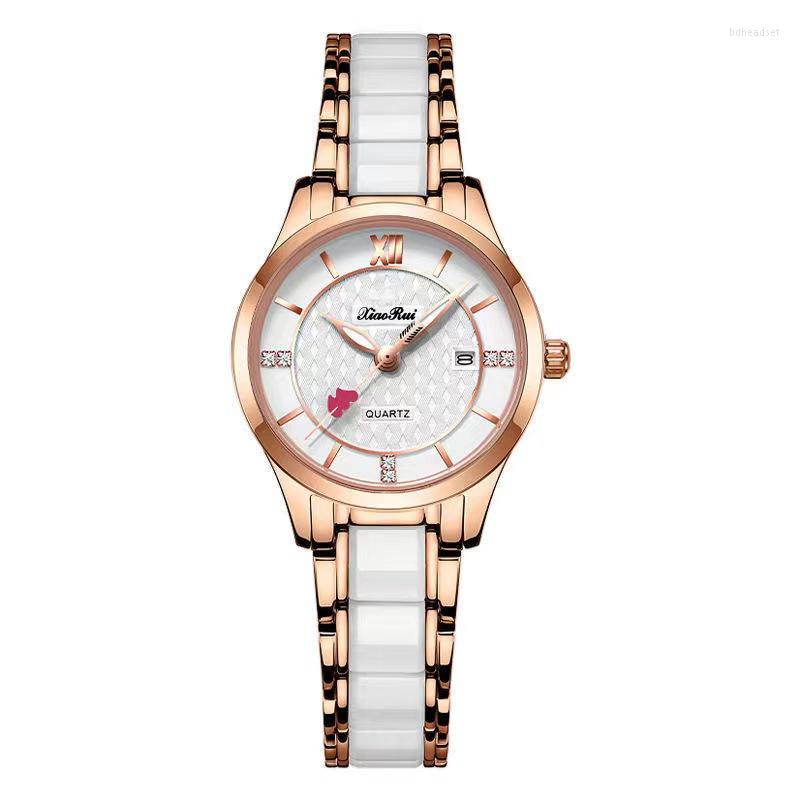 Wristwatches Watch Ceramic Strap Fashion Single Calendar Women's Waterproof Quartz, Rose gold white nood
Wristwatches Watch Ceramic Strap Fashion Single Calendar Women's Waterproof Quartz, Rose gold white nood