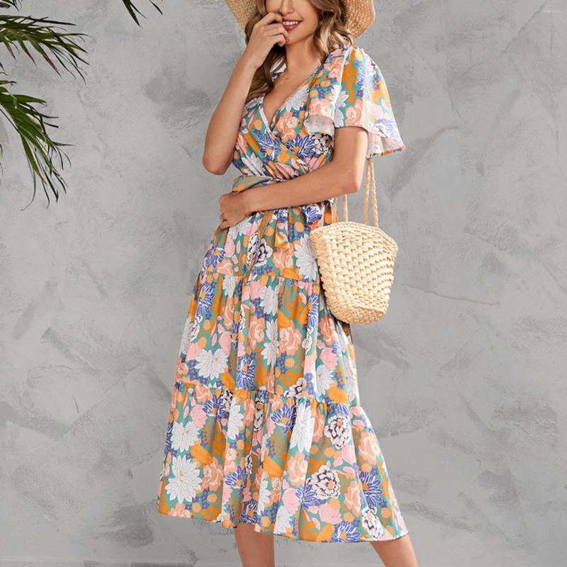 Casual Dresses Women Floral Print Dress V Neck Close Waist Mid Length Short Sleeve A Line Summer Layer Ruffle Midi Elegant Sundresses, Black
Casual Dresses Women Floral Print Dress V Neck Close Waist Mid Length Short Sleeve A Line Summer Layer Ruffle Midi Elegant Sundresses, Black