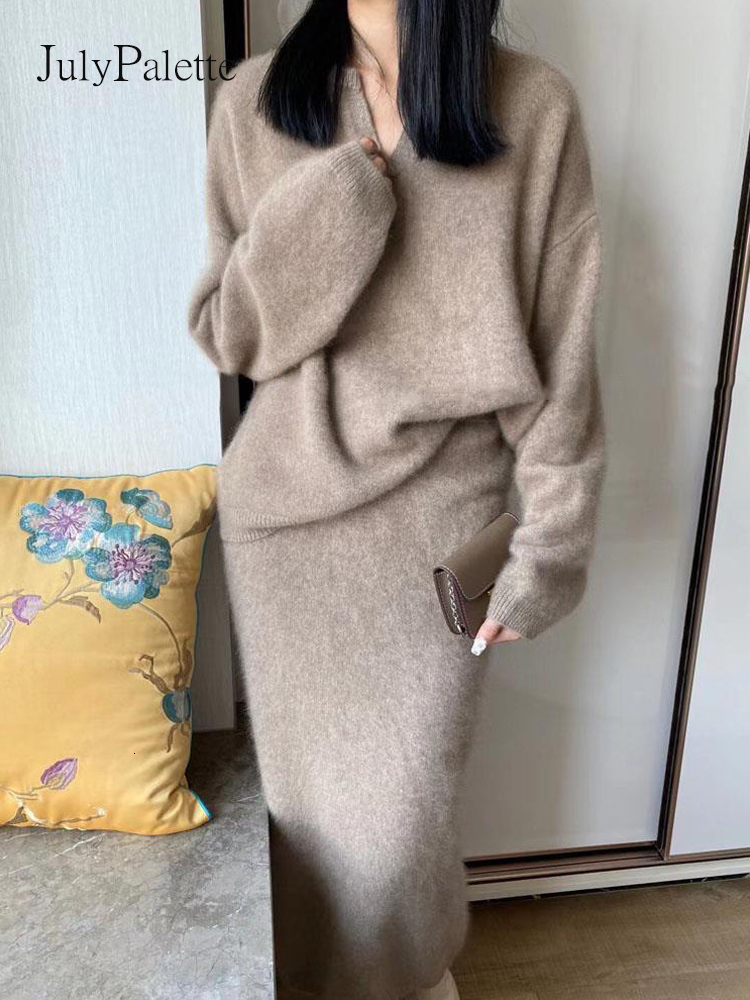 Two Piece Dress JulyPalette Winter Thick Sweater Set Women Casual Vneck Loose Long Sleeve High Waist Package Hip Skirt 2Pcs Sets 230508, Camel
Two Piece Dress JulyPalette Winter Thick Sweater Set Women Casual Vneck Loose Long Sleeve High Waist Package Hip Skirt 2Pcs Sets 230508, Camel