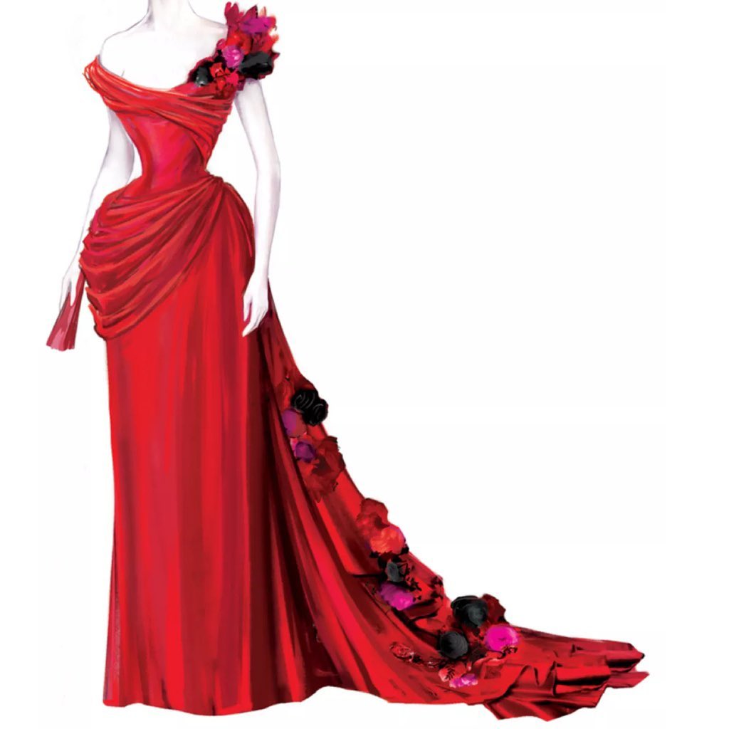 Elegant Red Formal Evening Dresses Ruched Hand Made Flowers Appliques Off Shoulder Long Satin Prom Dress For Women 2023 Vintage Celebrity Party Gowns