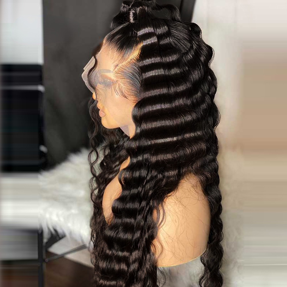 Free shipping Brazilian Glueless Highlight Human Hair Deep Wave Frontal Wig 13x4 Brown Blonde Colored Lace Front Wigs Synthetic 250 Density