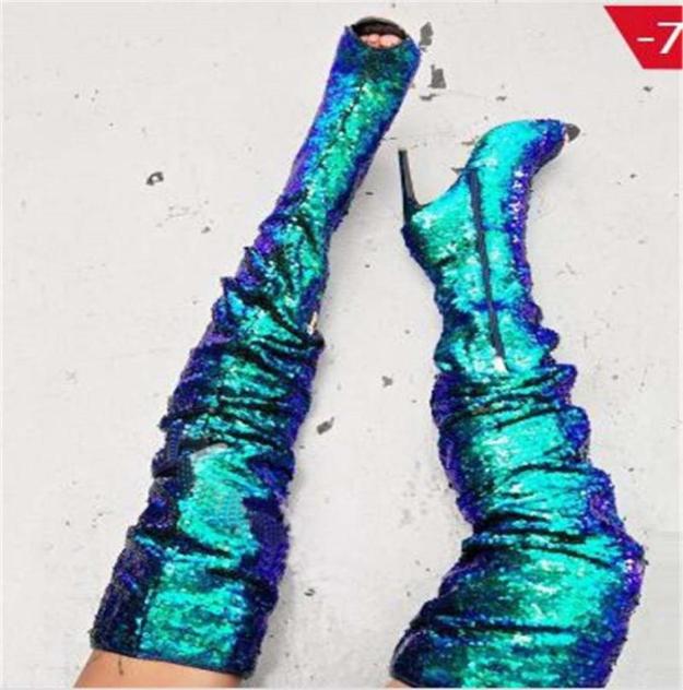 Women Charming Bling Bling Blue Gold Glitter Over Knee Thin Heel Boots Open Toe Spike High Heel Long Boots Formal Dress Shoes2332840
Women Charming Bling Bling Blue Gold Glitter Over Knee Thin Heel Boots Open Toe Spike High Heel Long Boots Formal Dress Shoes2332840