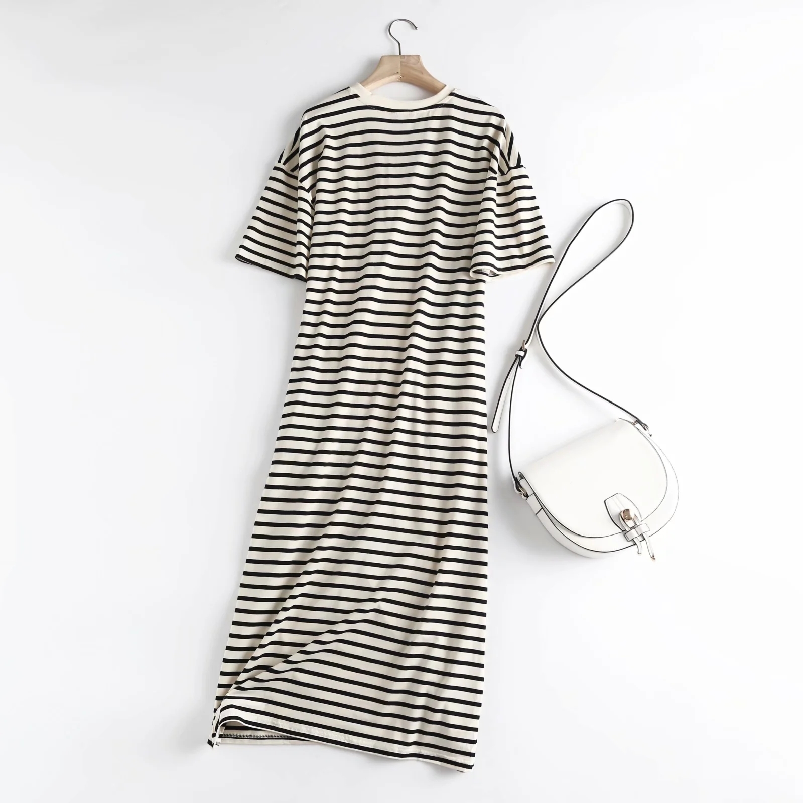 Casual Dresses Maxdutti De Fiesta De Noche England Indie Folk Vintage Striped O-neck Loose Causal Long Dress Cotton Summer Dress WomenVestidos 230509