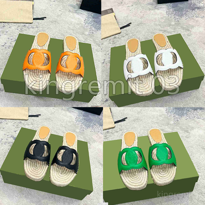 Designer Slippers Straw Calf Leather Sandals Women Slides Rope Grass Sandal Hollow Out Slippers Summer Flip Flops with box 35-40
Designer Slippers Straw Calf Leather Sandals Women Slides Rope Grass Sandal Hollow Out Slippers Summer Flip Flops with box 35-40