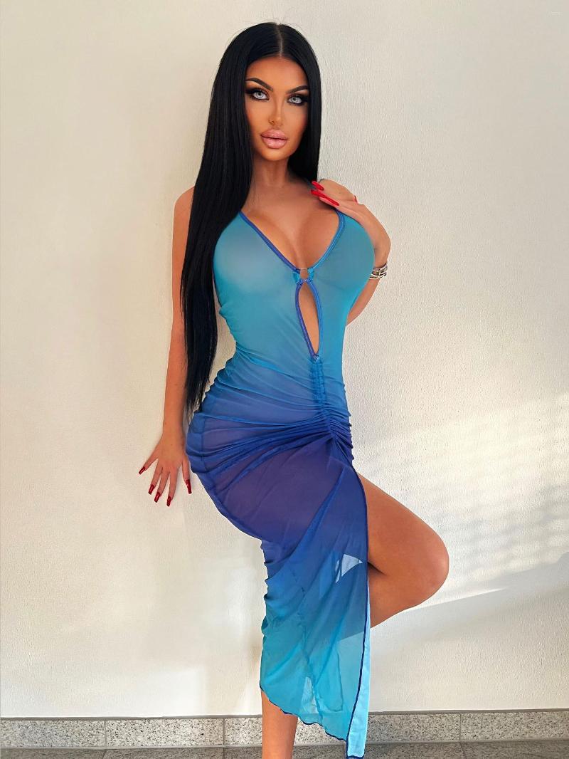 Women' Swimwear 2023 Summer Sexy Beach Cover Up Women V Neck Dress Female Gradual Slim Holiday Cover-ups For Swimsuit, Gradient
Women' Swimwear 2023 Summer Sexy Beach Cover Up Women V Neck Dress Female Gradual Slim Holiday Cover-ups For Swimsuit, Gradient