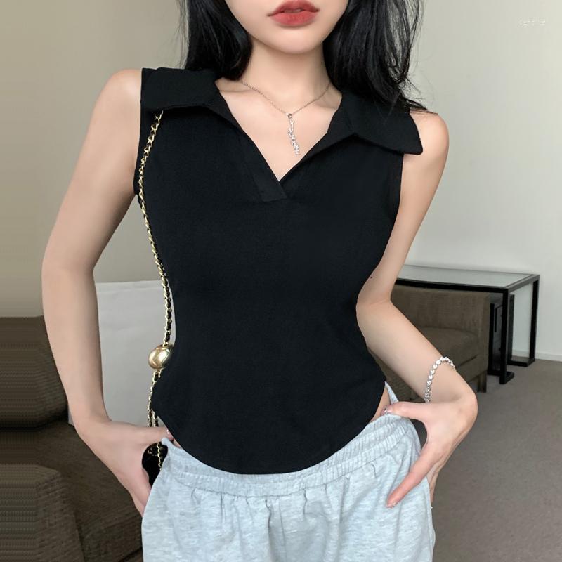 Women's Tanks Summer Tank Crop Top Women Polo Collar Sleeveless Tee T-shirt Female Casual Base Black White Slim
Women's Tanks Summer Tank Crop Top Women Polo Collar Sleeveless Tee T-shirt Female Casual Base Black White Slim