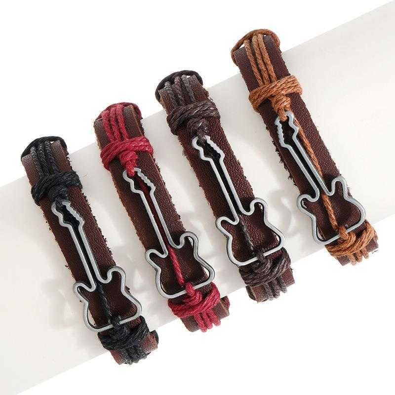 Retro Ornament Music Festival Guitar Cattle Leather Bracelet Simple Hemp Rope Woven Mens
Retro Ornament Music Festival Guitar Cattle Leather Bracelet Simple Hemp Rope Woven Mens