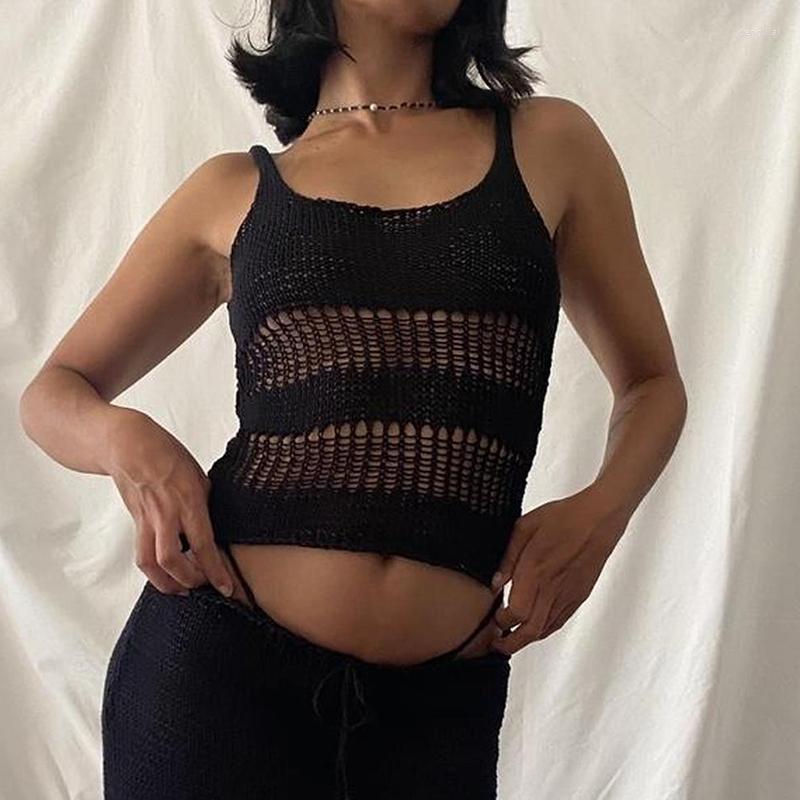 Women' Tanks Women Knitted Cutout Tank Tops Summer Casual See-through Sleeveless Crop T-shirt For Streetwear Club Wear
Women' Tanks Women Knitted Cutout Tank Tops Summer Casual See-through Sleeveless Crop T-shirt For Streetwear Club Wear