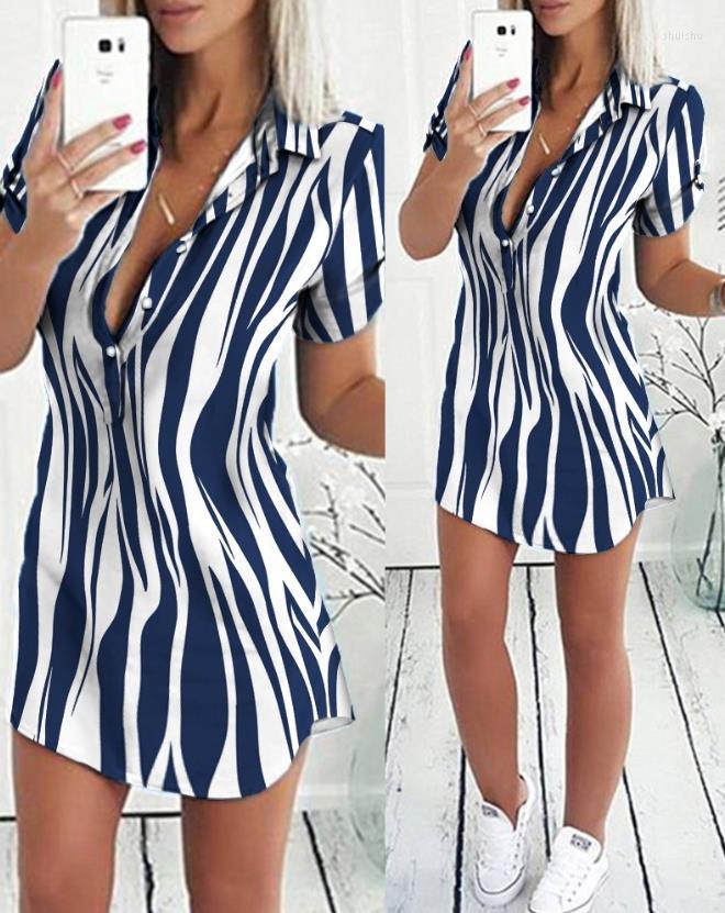 Casual Dresses Women' 2023 Summer Fashion Stripe Print Button Front Turn-Down Collar Short Sleeve Daily Mini Shirt Dress
Casual Dresses Women' 2023 Summer Fashion Stripe Print Button Front Turn-Down Collar Short Sleeve Daily Mini Shirt Dress