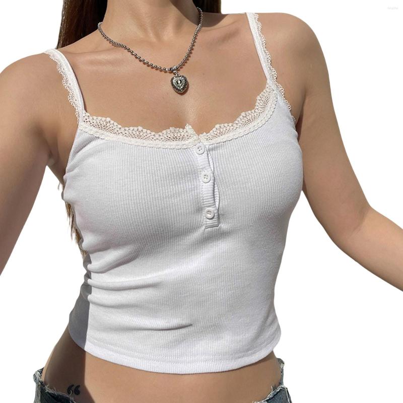 Women' Tanks Women' Lace Trim Cami Tops 2023 Summer Fashion Female Sexy Sleeveless Spaghetti Strap Slim Fit Button Down Camisole, White 
Women' Tanks Women' Lace Trim Cami Tops 2023 Summer Fashion Female Sexy Sleeveless Spaghetti Strap Slim Fit Button Down Camisole, White