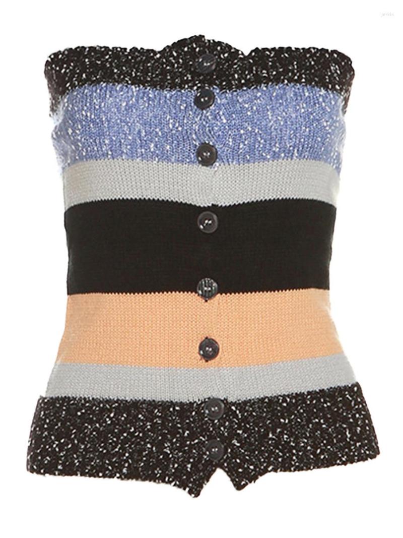 Women' Tanks Women Strapless Tube Tops Sleeveless Knitting Patch Color Button Down Casual Bodycon Summer Shirt, Multicolor
Women' Tanks Women Strapless Tube Tops Sleeveless Knitting Patch Color Button Down Casual Bodycon Summer Shirt, Multicolor