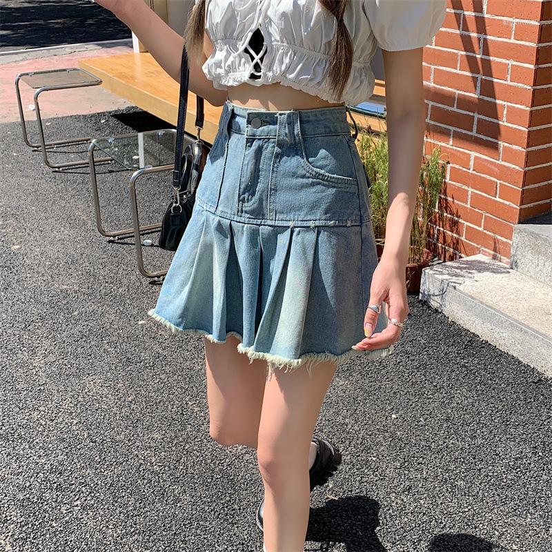 Skirts Spicy Girls Denim Skirt Women' Summer High Waist Slim A-line Short Design Sense Small People' Pleated, Light blue
Skirts Spicy Girls Denim Skirt Women' Summer High Waist Slim A-line Short Design Sense Small People' Pleated, Light blue