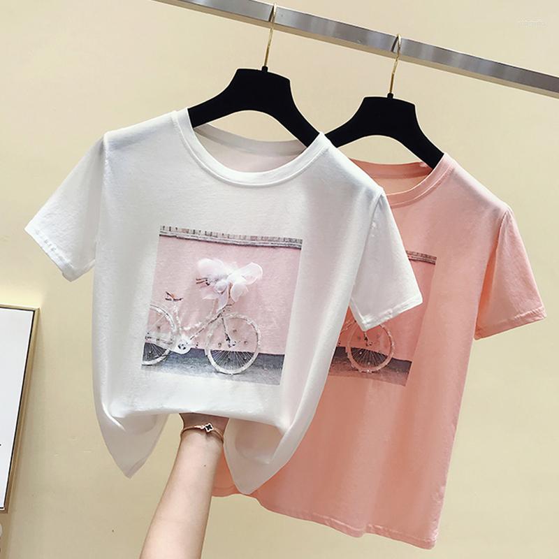 Women' T Shirts 2023 Summer Women T-Shirt Short Sleeve Cotton Print Female T-shirts Pearl Appliques 3D Beading O Neck Casual Elegant Woman, Pink
Women' T Shirts 2023 Summer Women T-Shirt Short Sleeve Cotton Print Female T-shirts Pearl Appliques 3D Beading O Neck Casual Elegant Woman, Pink