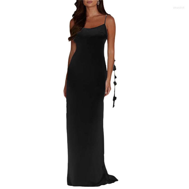 Casual Dresses Xingqing Backless Dress 2000s Women Flower Decor Spaghetti Strap Sleeveless Split Long Solid Color Evening Party, As photo shows
Casual Dresses Xingqing Backless Dress 2000s Women Flower Decor Spaghetti Strap Sleeveless Split Long Solid Color Evening Party, As photo shows