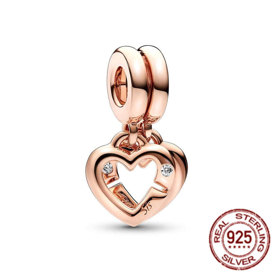 Elegant 925 Sterling Silver Rose Sister Charm With Tested Pearls - Ideal For DIY Ladies' Bracelet Gifts