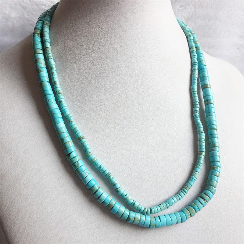 Chains 35/40/45/50/55CM 2 4MM 3 6MM Heishi Blue Turquoise Necklace Natural Stone Jewelry Elegant Exquisite Bead Chain Choker Collier