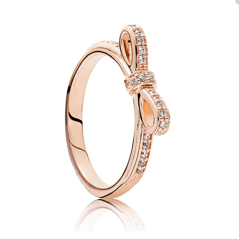 18K Rose Gold Classic Bow Ring for Pandora Real Sterling Silver Party Jewelry designer Rings Set For Women Sisters Gift Crystal diamond ring with Original Box
18K Rose Gold Classic Bow Ring for Pandora Real Sterling Silver Party Jewelry designer Rings Set For Women Sisters Gift Crystal diamond ring with Original Box