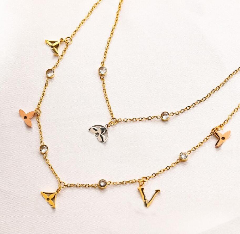 Famous Women Designer 18K Gold Plating Chokers Necklaces Never Fade Stainless Steel Clavicular Chain Fashion Brand Letter Link Chains Necklace Womens Jewelry Gift
Famous Women Designer 18K Gold Plating Chokers Necklaces Never Fade Stainless Steel Clavicular Chain Fashion Brand Letter Link Chains Necklace Womens Jewelry Gift