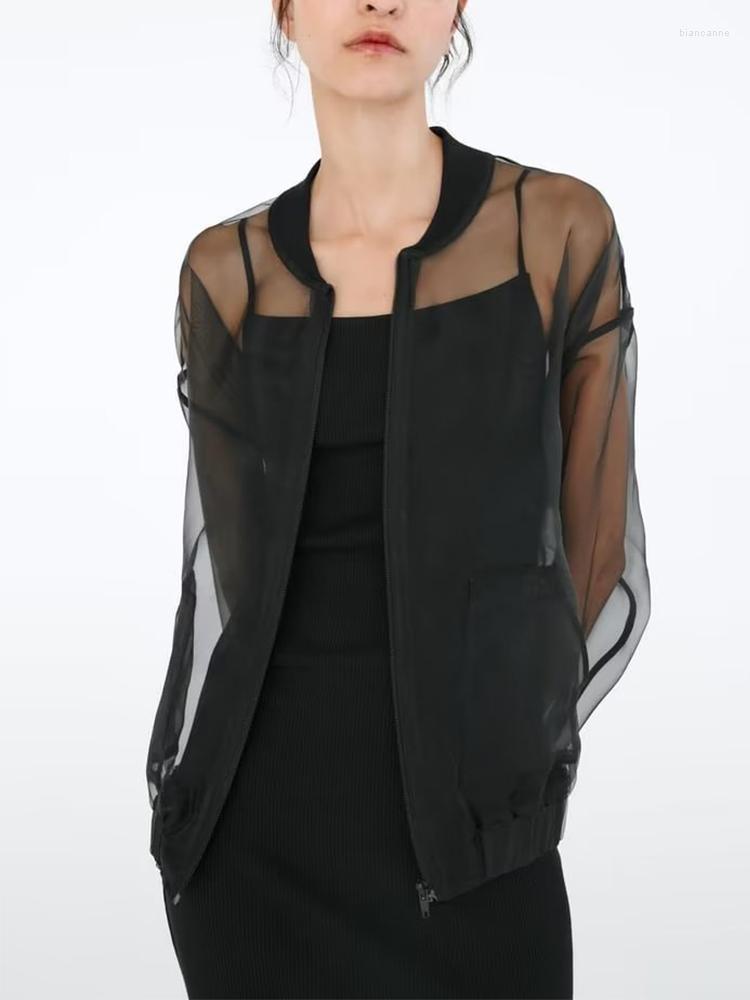 Women's Jackets Women's Bomber Jacket Woman Black Organza Spring Summer Coat Female 2023 Long Sleeve Casual Outerwear Tops
Women's Jackets Women's Bomber Jacket Woman Black Organza Spring Summer Coat Female 2023 Long Sleeve Casual Outerwear Tops