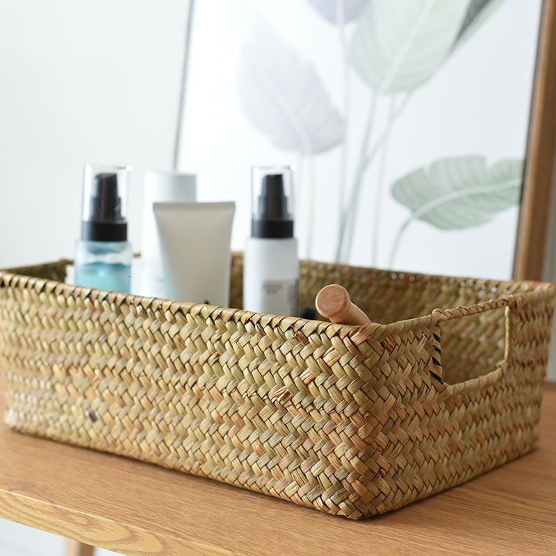 Storage Baskets Natural large woven seaweed basket straw wicker for home dining tables fruits bread towels small kitchen storage containers 230508