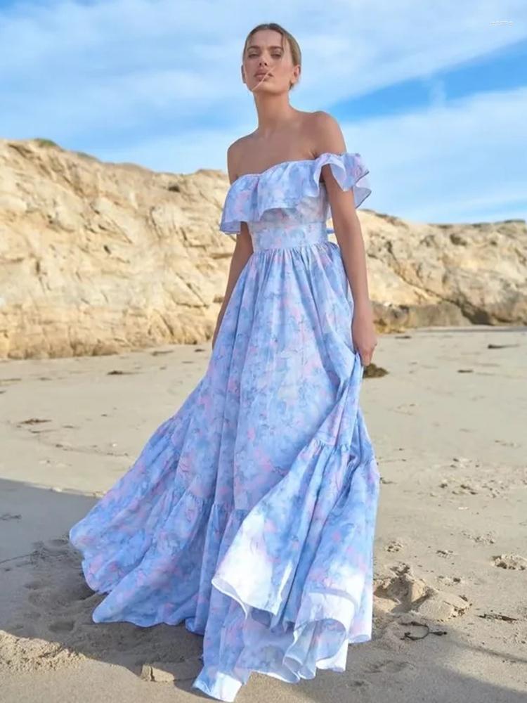 Casual Dresses Foridol Off Shoulder Ruffles A-line Summer Long Dress For Women 2023 Sash Zip Elegant Holiday Robe Printed Foral Blue Pink
Casual Dresses Foridol Off Shoulder Ruffles A-line Summer Long Dress For Women 2023 Sash Zip Elegant Holiday Robe Printed Foral Blue Pink