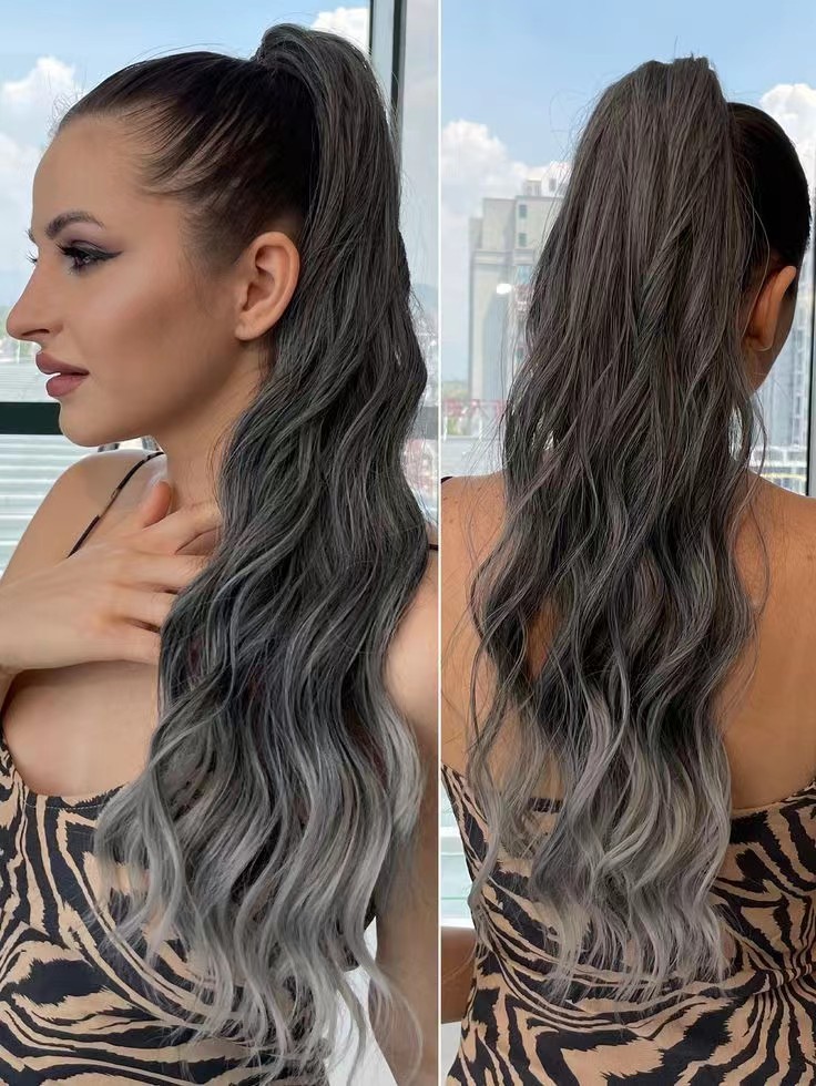 Ombre grey human hair ponytail extension with drawstring silver tips women gray hair piece fake pony tail long wavy curly ponytails bun scrunchie hairpiece 140g
Ombre grey human hair ponytail extension with drawstring silver tips women gray hair piece fake pony tail long wavy curly ponytails bun scrunchie hairpiece 140g