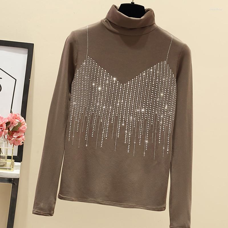 Women' T Shirts Diamonds Women Shirt Korean Style Autumn Fashion Turtleneck Woman T-shirts Clothes Long Sleeve Top Winter Warm Tee Femme, Khaki
Women' T Shirts Diamonds Women Shirt Korean Style Autumn Fashion Turtleneck Woman T-shirts Clothes Long Sleeve Top Winter Warm Tee Femme, Khaki
