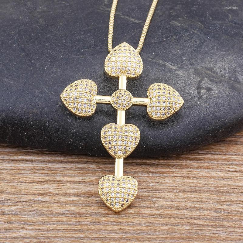Chains AIBEF Design Gold Plated Fashion Heart And Cross Shape Pendant Necklace Copper Zircon Wedding Party Jewelry Gift
Chains AIBEF Design Gold Plated Fashion Heart And Cross Shape Pendant Necklace Copper Zircon Wedding Party Jewelry Gift