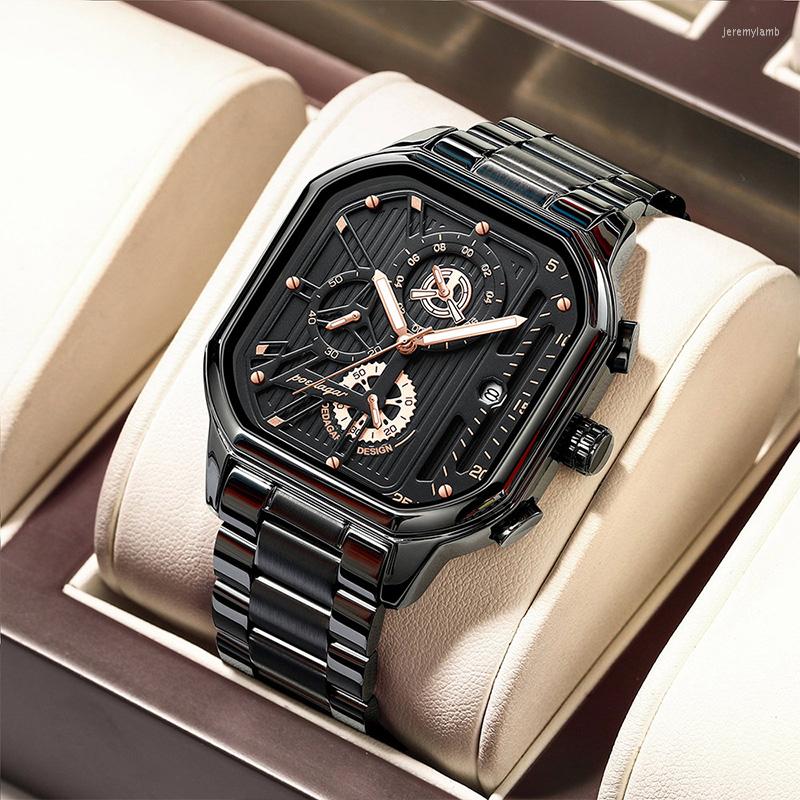 Wristwatches POEDAGAR Multifunction Chronograph Watches Men Sports Style Square Stainless Steel Waterproof Quartz Calendar Clock, M-baa
Wristwatches POEDAGAR Multifunction Chronograph Watches Men Sports Style Square Stainless Steel Waterproof Quartz Calendar Clock, M-baa