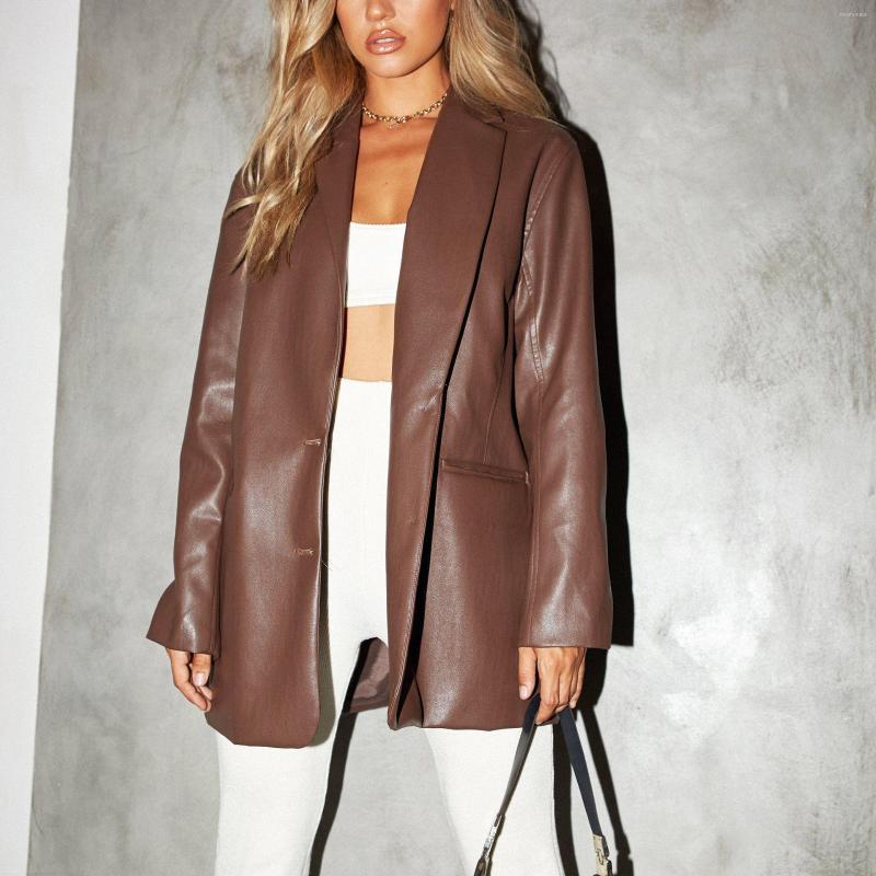 Women' Leather 2023 Spring Faux Jacket Women PU Blouses Black Basic Coat Lapel Loose Chic Outerwear Motor Biker Streetwear
Women' Leather 2023 Spring Faux Jacket Women PU Blouses Black Basic Coat Lapel Loose Chic Outerwear Motor Biker Streetwear