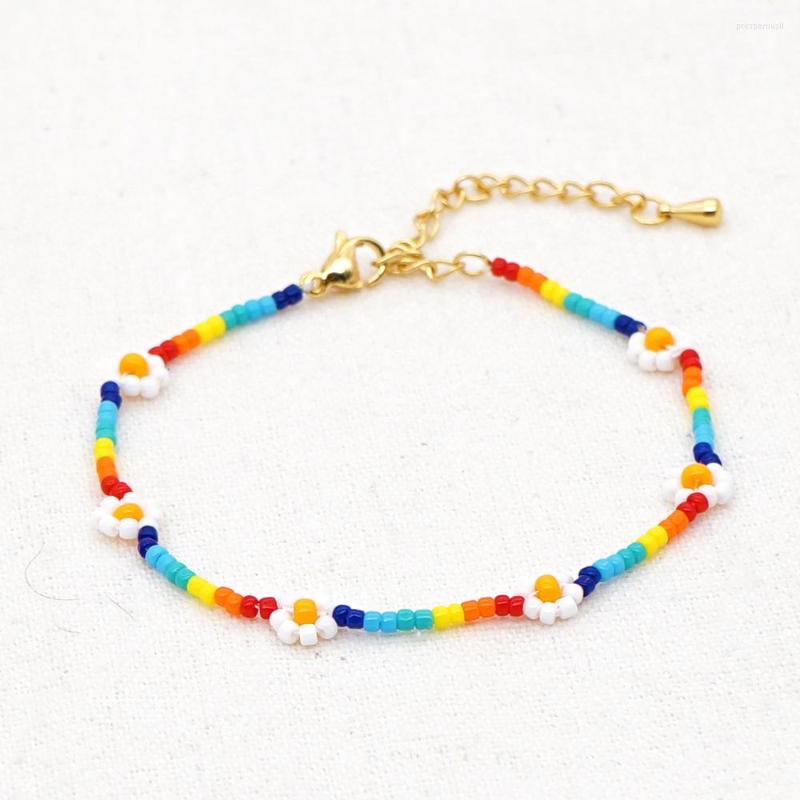 Link Bracelets GO2BOHO Rainbow Miyuki Bracelet Women Flower Daisy Boho Jewelry Summer Beach Handmade Stainless Steel Chain Armband
Link Bracelets GO2BOHO Rainbow Miyuki Bracelet Women Flower Daisy Boho Jewelry Summer Beach Handmade Stainless Steel Chain Armband