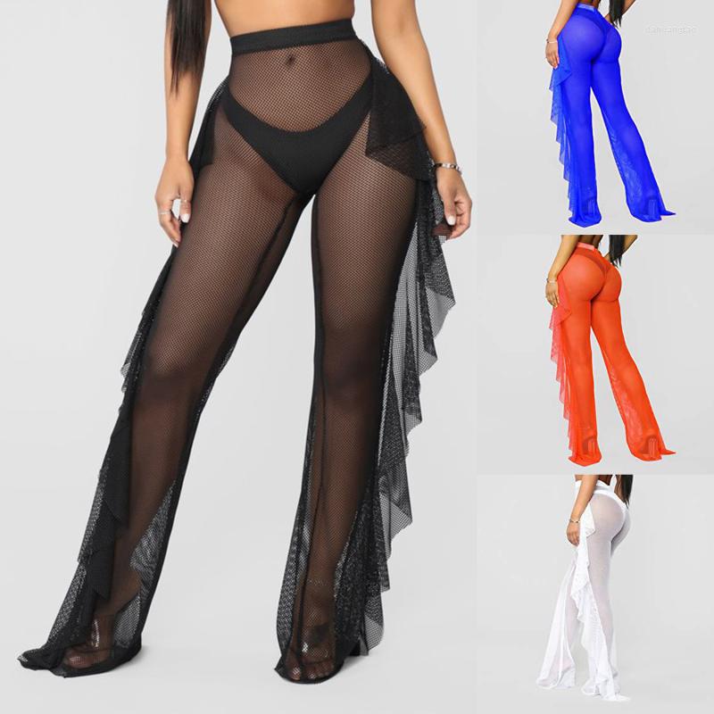 Women' Swimwear Summer Sexy Ruffle Women Beach Cover Ups Mesh Sheer Wide Leg Pants Transparent Holiday Female Bikini Trouser Pantalon, Black
Women' Swimwear Summer Sexy Ruffle Women Beach Cover Ups Mesh Sheer Wide Leg Pants Transparent Holiday Female Bikini Trouser Pantalon, Black