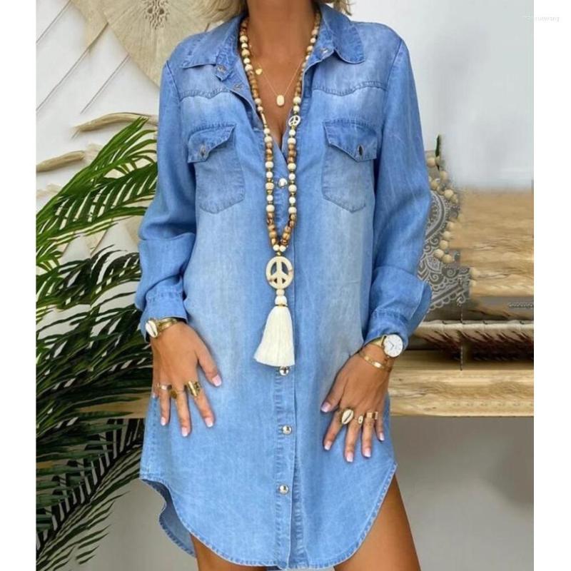 Casual Dresses 2023 Long Sleeve Denim Dress Women Open Chest Button Pocket Loose Solid Color Shirt, Light blue
Casual Dresses 2023 Long Sleeve Denim Dress Women Open Chest Button Pocket Loose Solid Color Shirt, Light blue