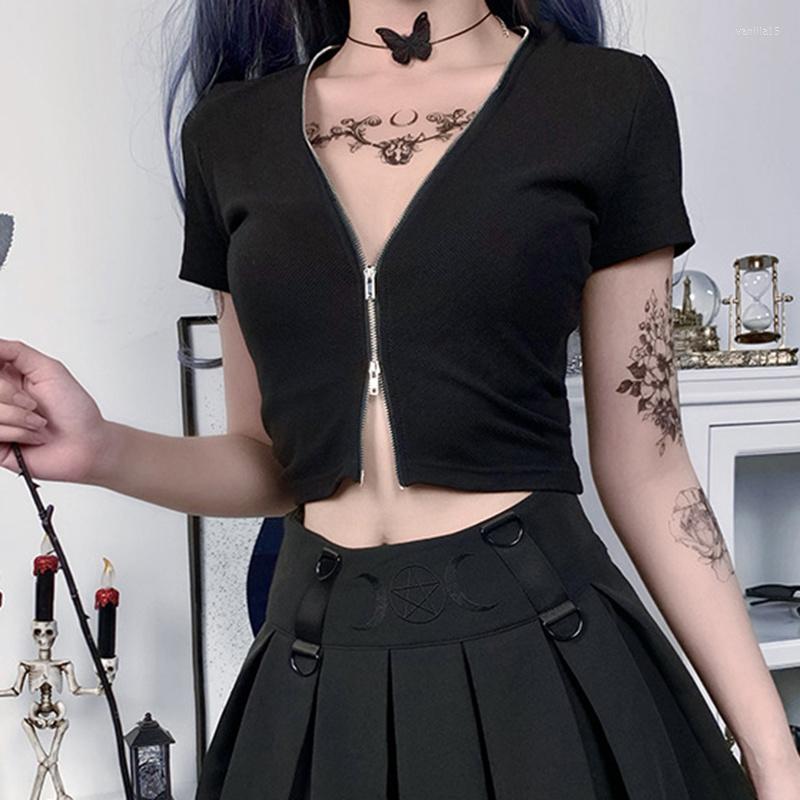 Women' Blouses Rosetic 2023 Fashion Women Goth Short Sleeve Blouse Zipper Solid Color Slim Gothic Style Sexy Ladies For Whole Season, Black
Women' Blouses Rosetic 2023 Fashion Women Goth Short Sleeve Blouse Zipper Solid Color Slim Gothic Style Sexy Ladies For Whole Season, Black