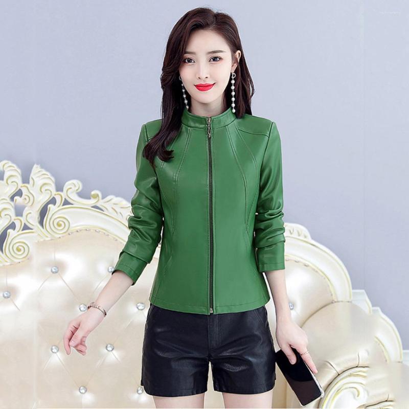 Women's Leather Women Jacket Spring Autumn Fashion Small Stand Collar Slim Sheepskin Short Coat Split Outerwear Streetwear, Green
Women's Leather Women Jacket Spring Autumn Fashion Small Stand Collar Slim Sheepskin Short Coat Split Outerwear Streetwear, Green