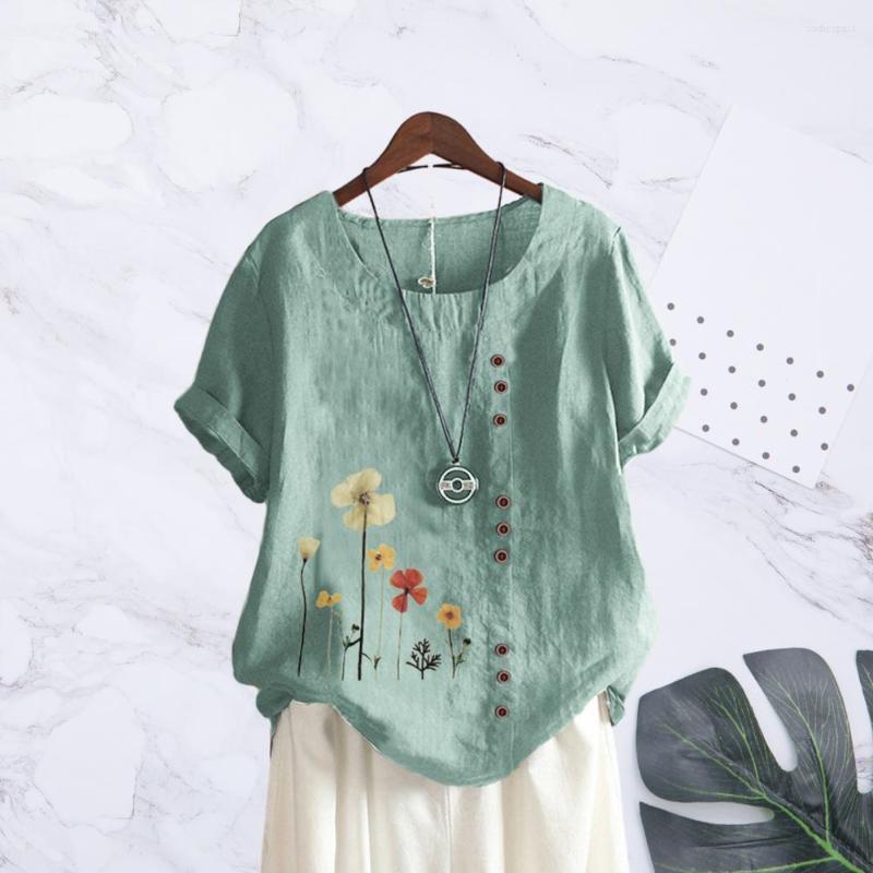 Women's Blouses Fashion Women Summer Top Flower Print Loose Button Decor Short Sleeves Dating Vintage Casual T-shirt Female Clothes, Green
Women's Blouses Fashion Women Summer Top Flower Print Loose Button Decor Short Sleeves Dating Vintage Casual T-shirt Female Clothes, Green