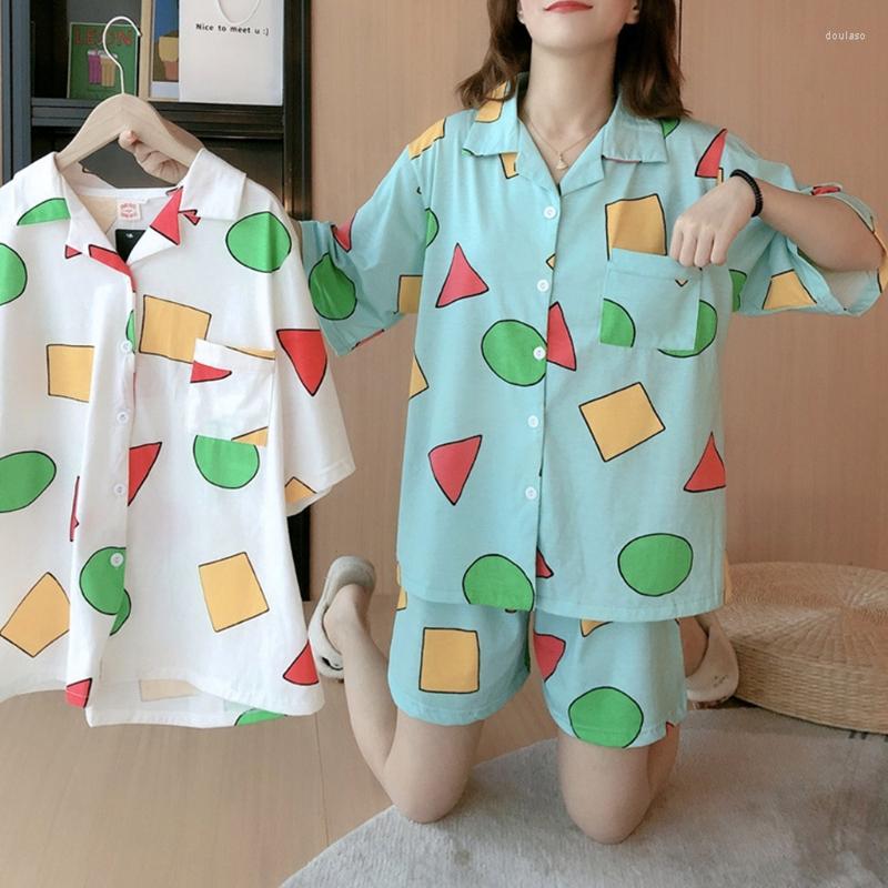 Women's Sleepwear Women Summer 2 Piece Pajamas Set Short Sleeve Button Down Colorful Geometry Pattern Loose Nightwear Home, Orchid geometry
Women's Sleepwear Women Summer 2 Piece Pajamas Set Short Sleeve Button Down Colorful Geometry Pattern Loose Nightwear Home, Orchid geometry
