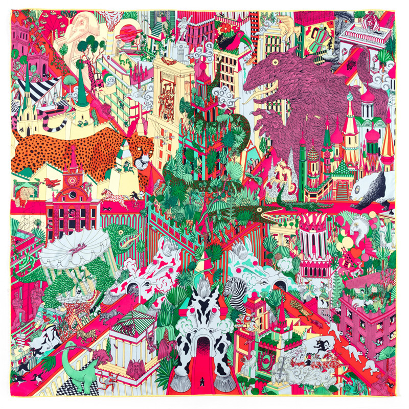 Sarongs POBING Manual Hand Rolled Twill Silk Scarf Women Animals Kingdom Square Scarves Echarpes Foulards Femme Wrap Bandana Hijab 90CM 230508