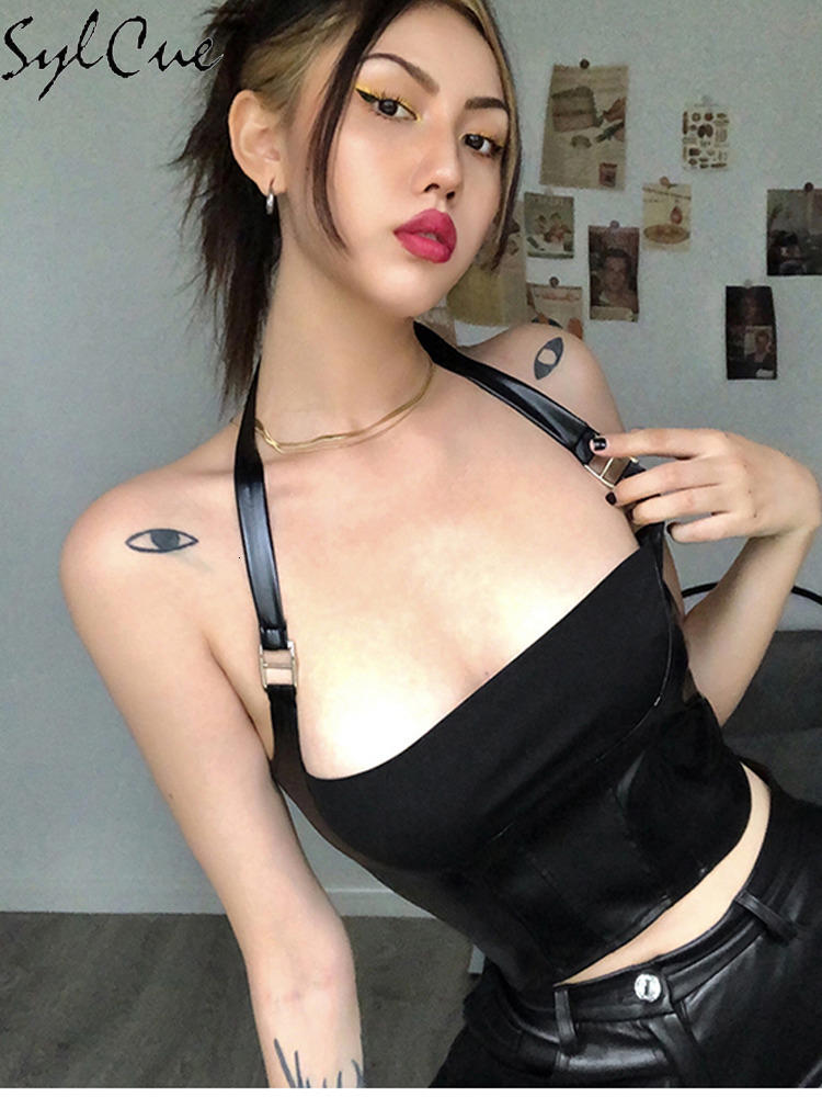 Women' Tanks Camis Sylcue Hanging Neck Sexy Simple Black Nightclub Matte Charm High Street Shrink Gather Women' Navel Short Top Vest 230509
Women' Tanks Camis Sylcue Hanging Neck Sexy Simple Black Nightclub Matte Charm High Street Shrink Gather Women' Navel Short Top Vest 230509