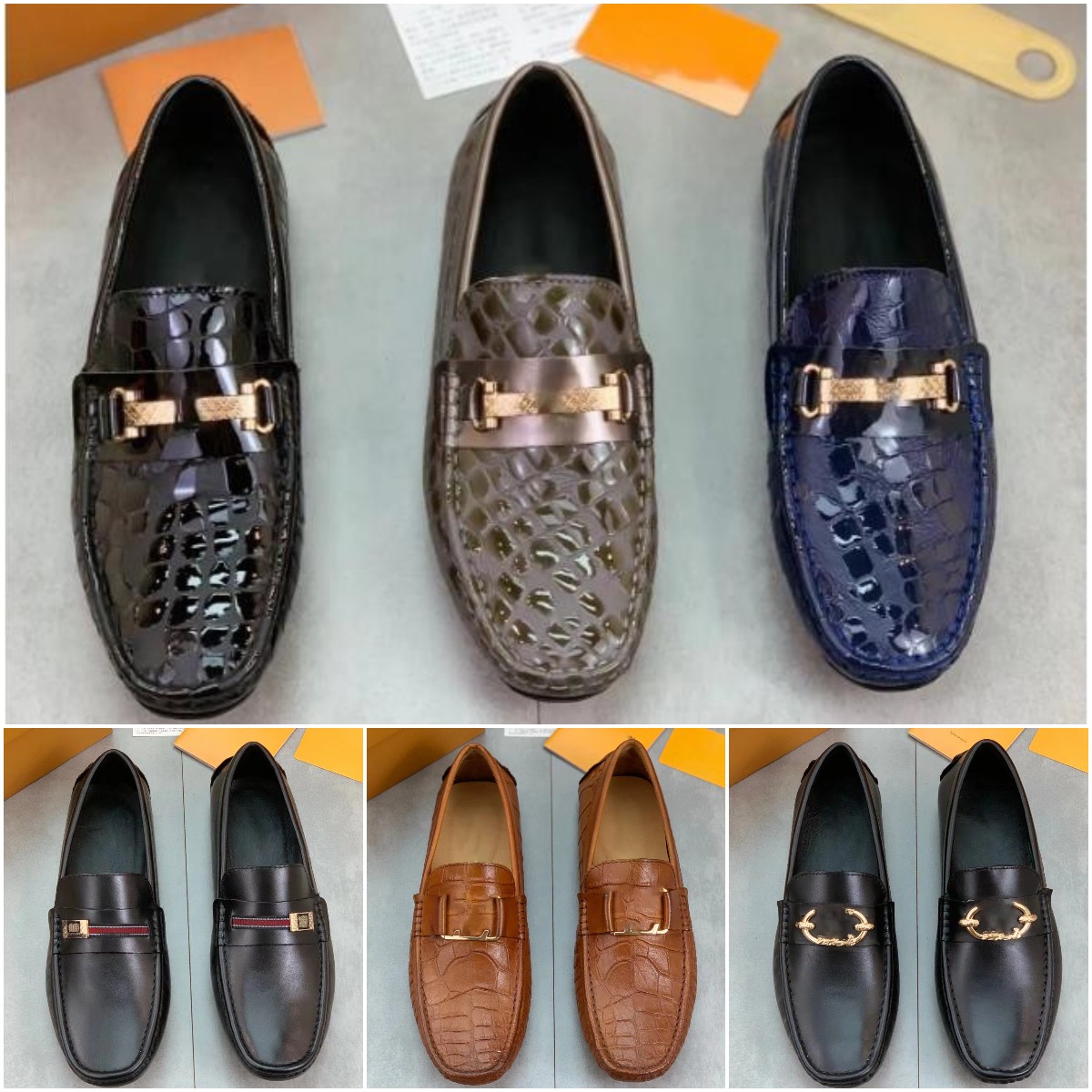 Mocasines shoes AA Spring Autumn Men Genuine Leather Men Loafers Shoes Luxury Designer Casual Lofer Black golden Size 38-45, Color3
Mocasines shoes AA Spring Autumn Men Genuine Leather Men Loafers Shoes Luxury Designer Casual Lofer Black golden Size 38-45, Color3
