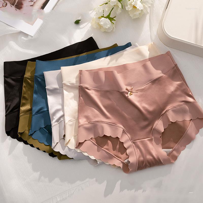 Women's Panties Women's Ice Silk Underwear Women High Waist Large Antibacterial Crotch, Light gray