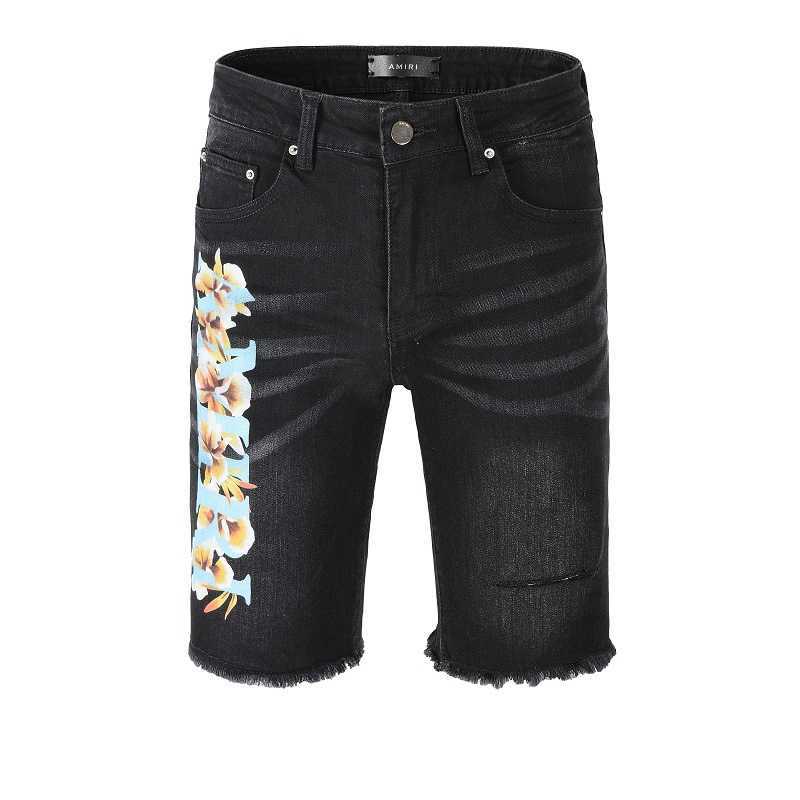 Men's jeans designer high quality hip-hop high street frayed old wash ink splash colorful slim denim five-part pants, White
Men's jeans designer high quality hip-hop high street frayed old wash ink splash colorful slim denim five-part pants, White
