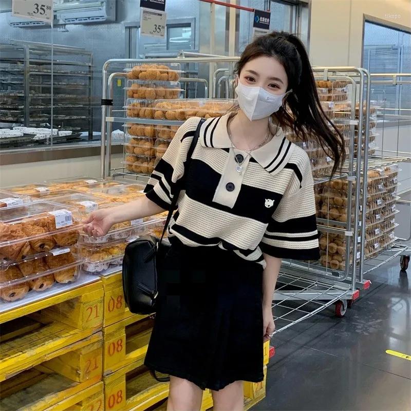 Women' Polos Aesthetic Polo Knitting Design Striped Women' Summer Tee Shirt Short Sleeve Loose Casual 2023 Chic Blouse Korean Fashion, Stripe
Women' Polos Aesthetic Polo Knitting Design Striped Women' Summer Tee Shirt Short Sleeve Loose Casual 2023 Chic Blouse Korean Fashion, Stripe