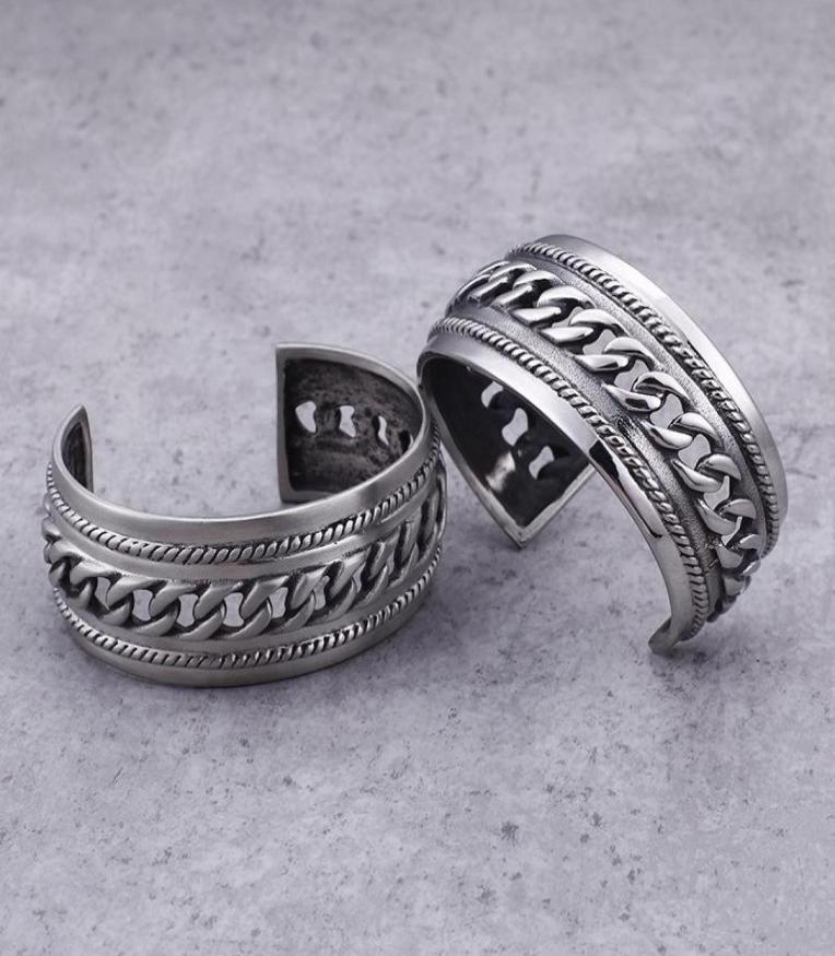 European And American Punk Bracelet Titanium Steel Men039s Vintage Chain Open Rough Wide Bangle9223597
European And American Punk Bracelet Titanium Steel Men039s Vintage Chain Open Rough Wide Bangle9223597